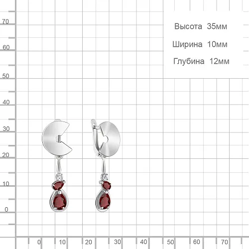 4746203А Серьги из Серебра с гранатами, фианитами