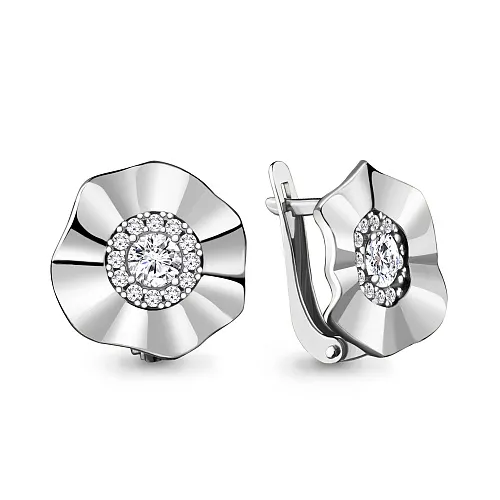 48514А Серьги из Серебра с фианитами из коллекции "Dynamic"