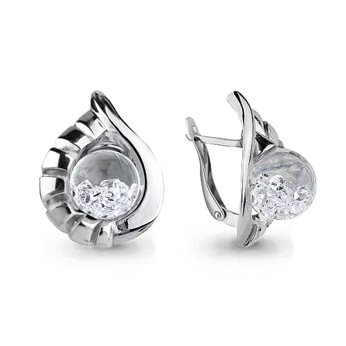 45424 Серьги из Серебра с стёклами из коллекции "French ball"