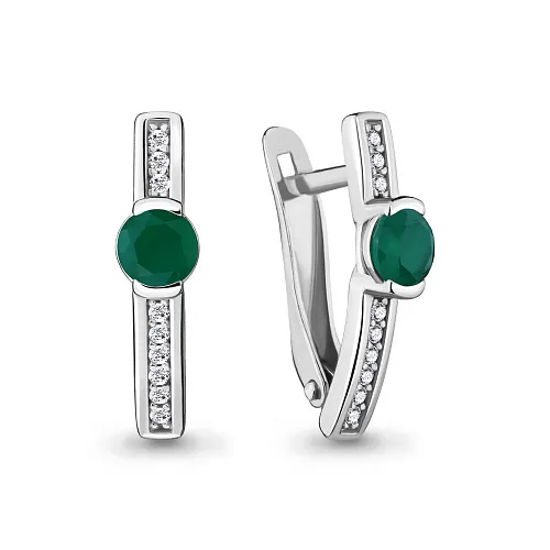 4412509А Серьги из Серебра с агатами, фианитами