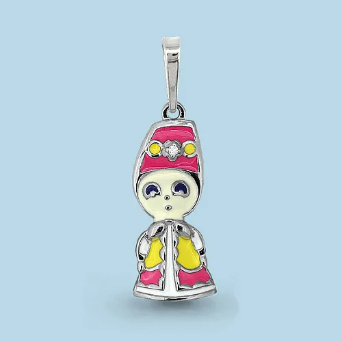 Подвеска из Серебра с фианитом, эмалью из коллекции "Happy"