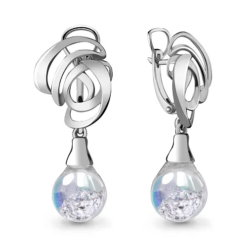 45395П Серьги из Серебра с стёклами из коллекции "French ball"