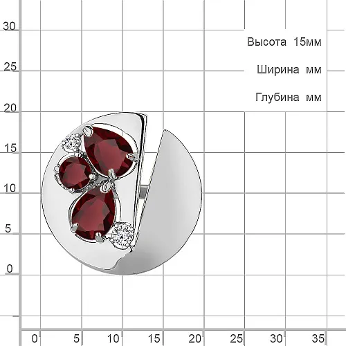 6953603А Кольцо из Серебра с гранатами, фианитами