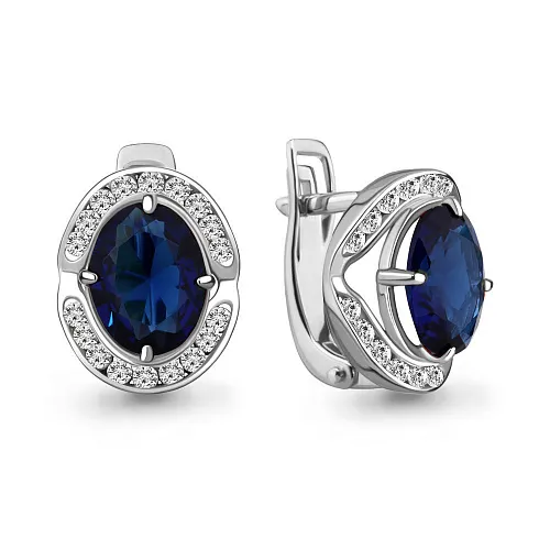 942778А Серьги из Золота с бриллиантами, сапфирами