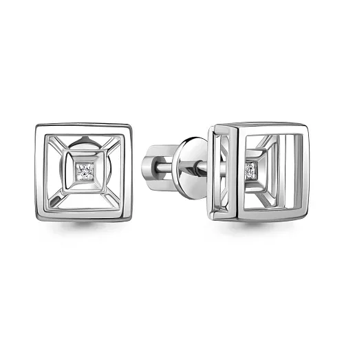 040168 Серьги из Серебра с бриллиантами