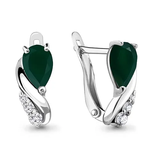 4453909А Серьги из Серебра с агатами, фианитами