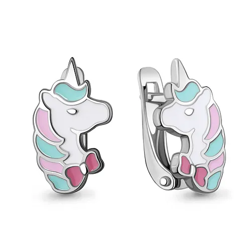 34282 Серьги из Серебра с эмалью из коллекции "Happy"