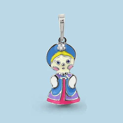 Подвеска из серебра с фианитом, эмалью из коллекции "Happy"