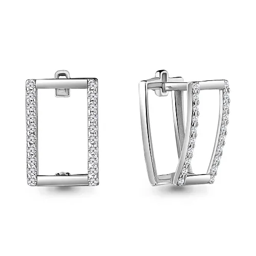 48537А Серьги из Серебра с фианитами из коллекции "Twin"