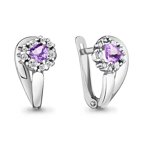 4736104А Серьги из Серебра с аметистами, фианитами