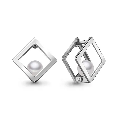 43491 Серьги из Серебра с имитациями жемчуга из коллекции "Twin"