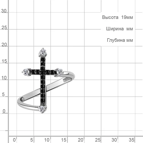 67323АЧ Кольцо из Серебра с нанокристаллами, фианитами