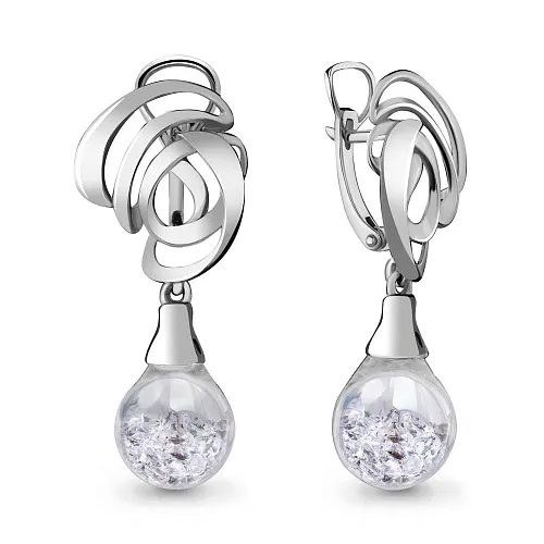 45395 Серьги из Серебра с стёклами из коллекции "French ball"
