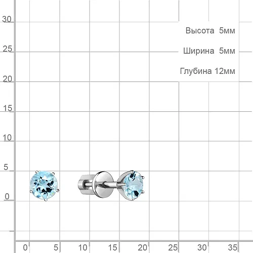 4403702 Серьги из Серебра с топазами скай блю
