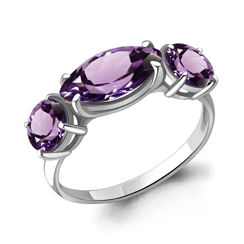 6559204 Кольцо из Серебра с аметистами