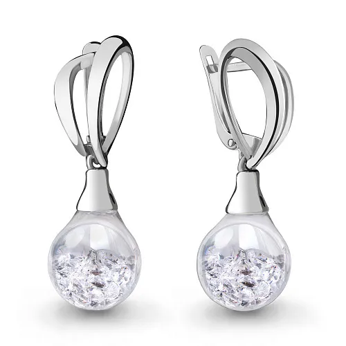 45392 Серьги из Серебра с стёклами из коллекции "French ball"