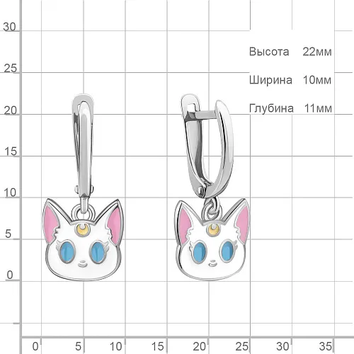 34187 Серьги из Серебра с эмалью из коллекции "Happy"