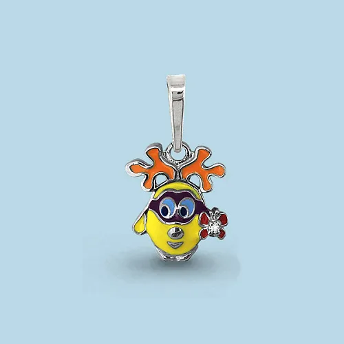 Подвеска из Серебра с фианитом, эмалью из коллекции "Happy"