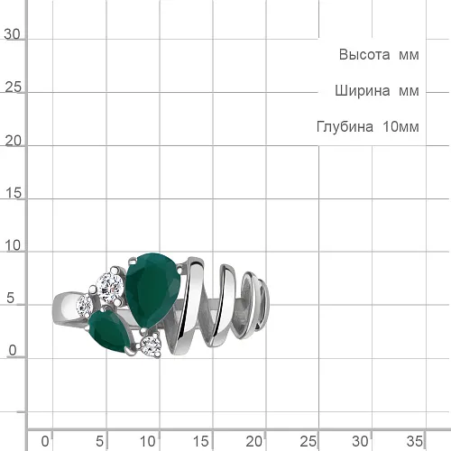 6937509А Кольцо из Серебра с агатами, фианитами