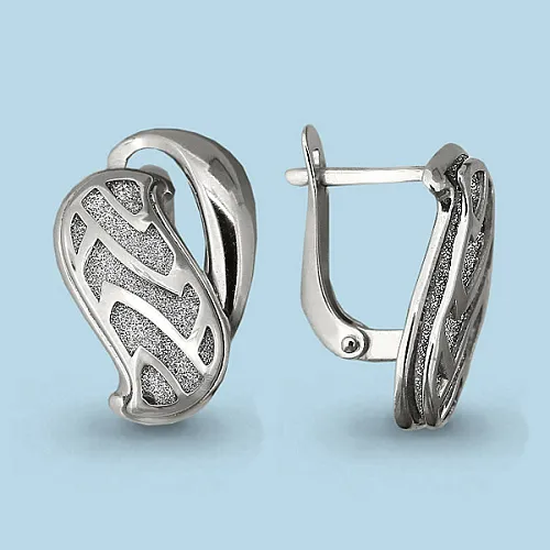 33038 Серьги из Серебра с винилом алмазная крошка из коллекции "Moon"