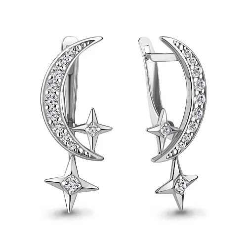 49422А Серьги из Серебра с фианитами из коллекции "Cosmic"