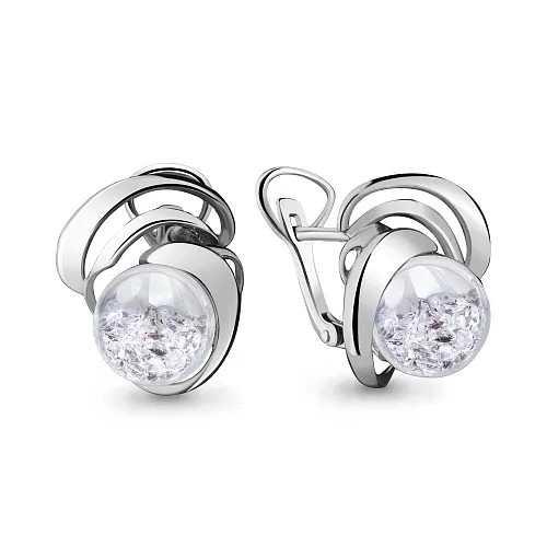 45343 Серьги из Серебра с стёклами из коллекции "French ball"