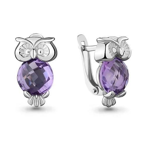 4439904 Серьги из Серебра с аметистами