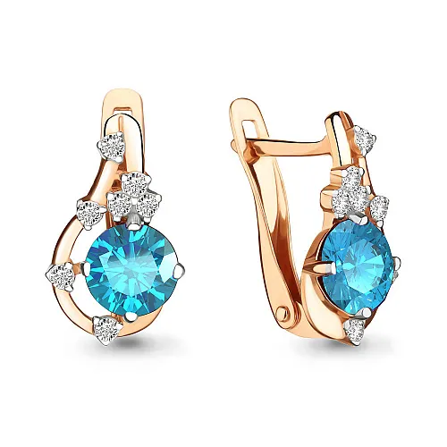 4497105А Серьги из Золота с топазами свисс блю, фианитами из коллекции "Belle"