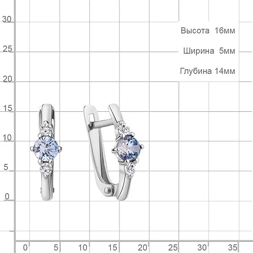 49260Н Серьги из Серебра с наносапфирами, фианитами