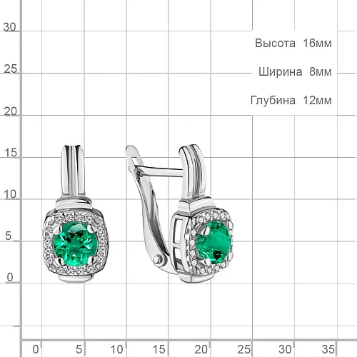 43422Г Серьги из Серебра с наноизумрудами, фианитами