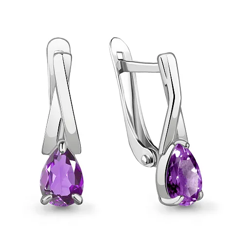 4782404 Серьги из Серебра с аметистами