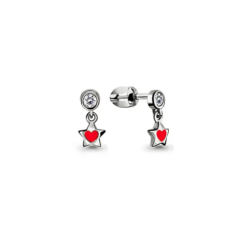 46012А Серьги из Серебра с фианитами, эмалью из коллекции "Happy"