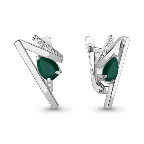 4768709А Серьги из Серебра с агатами, фианитами