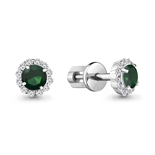 4408609А Серьги из Серебра с агатами, фианитами