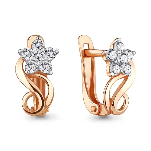 45372А Серьги из Золота с фианитами