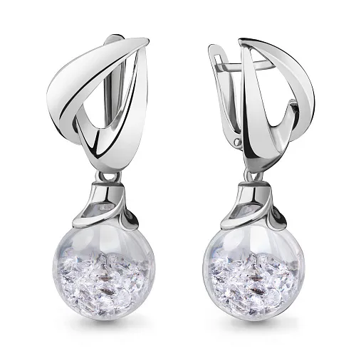 45389 Серьги из Серебра с стёклами из коллекции "French ball"