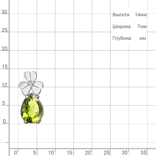 2530407А Подвеска из Серебра с фианитом, хризолитом