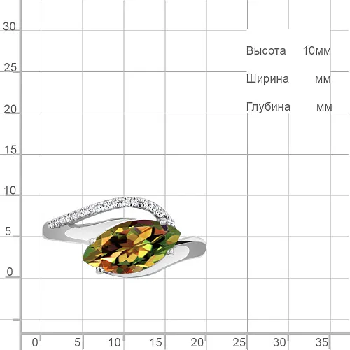 6575819А Кольцо из Серебра с султанитом иск., фианитами