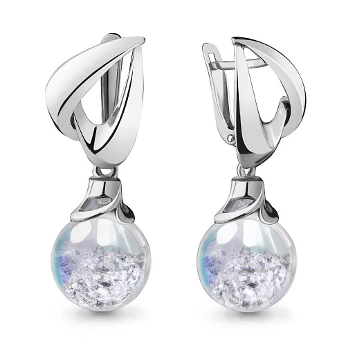 45389П Серьги из Серебра с стёклами из коллекции "French ball"