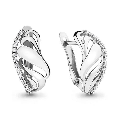 42138А Серьги из Серебра с фианитами