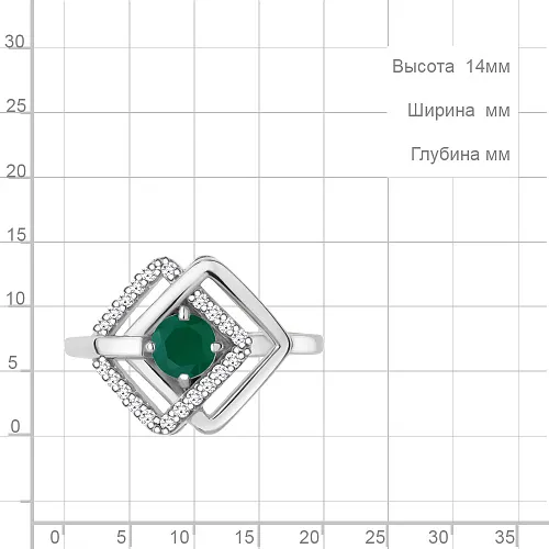6963309А Кольцо из Серебра с агатом, фианитами
