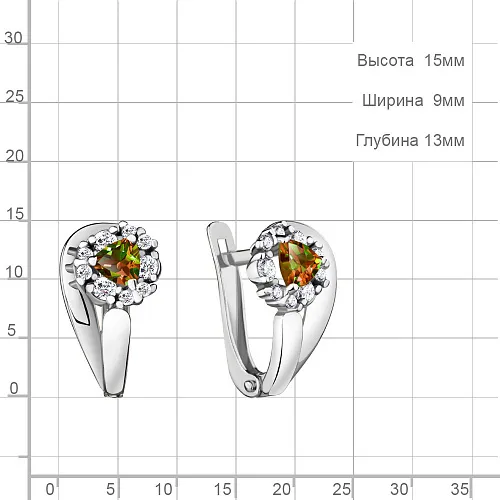 4736119А Серьги из Серебра с султанитами иск., фианитами