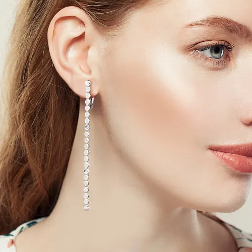 040247 Серьги из Серебра с бриллиантами