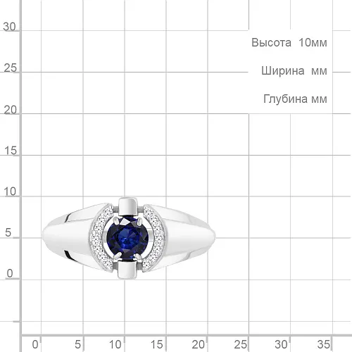 68460АБ Кольцо из Серебра с наносапфиром, фианитами