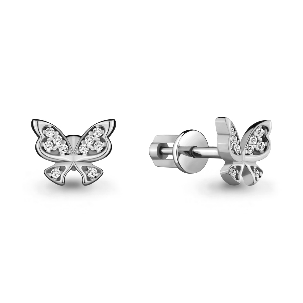 46244А Серьги из Серебра с фианитами из коллекции "Happy"