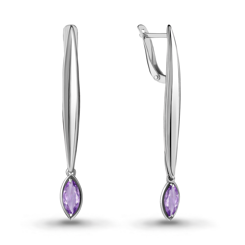 4721904 Серьги из Серебра с аметистами
