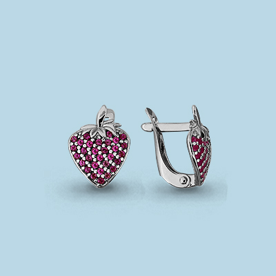 42562В Серьги из Серебра с корундами иск. из коллекции "Happy"