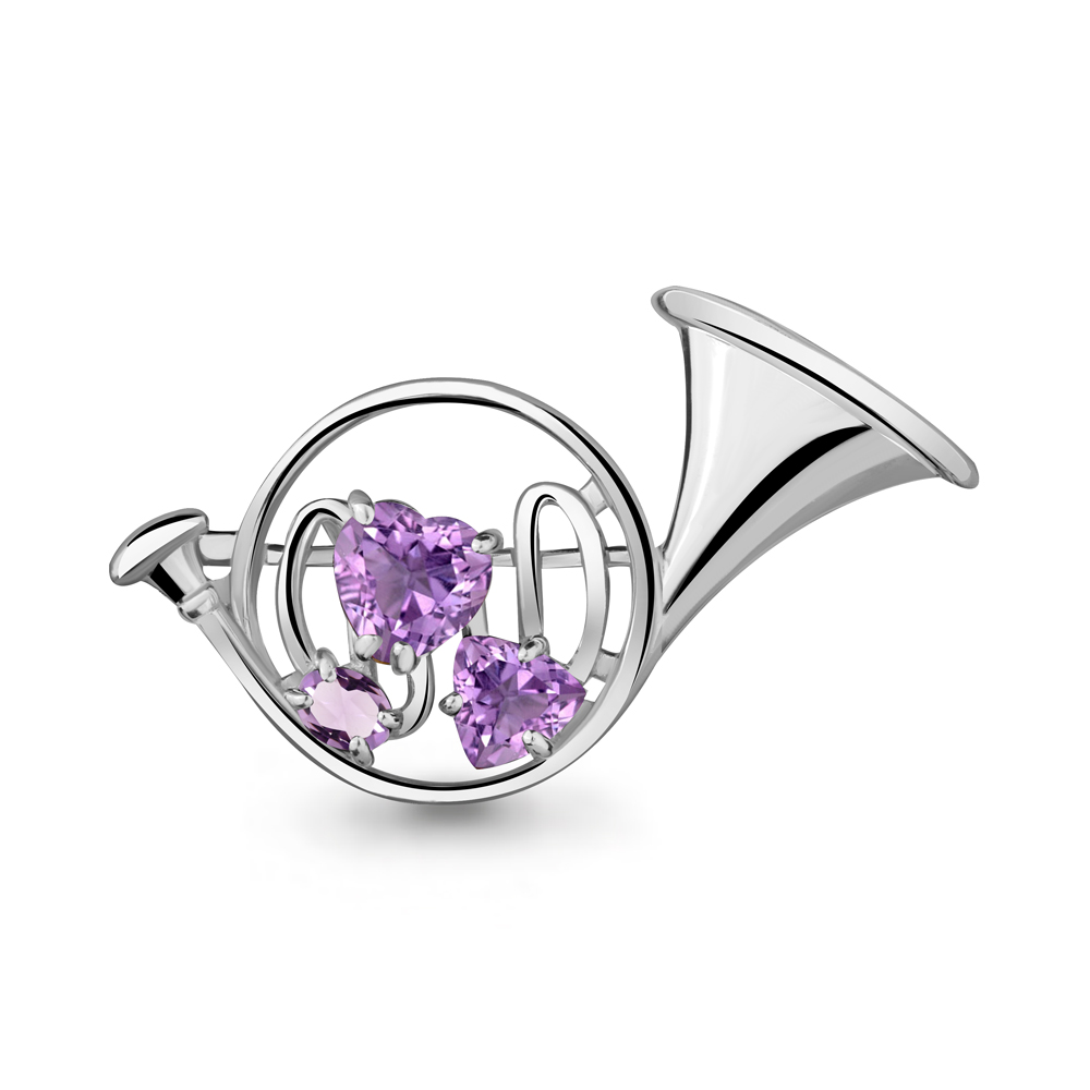 7269404 Брошь из Серебра с аметистами из коллекции "Jazz"