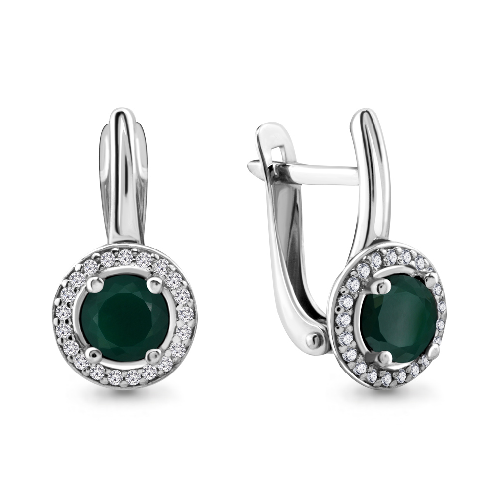 4298309А Серьги из Серебра с агатами, фианитами