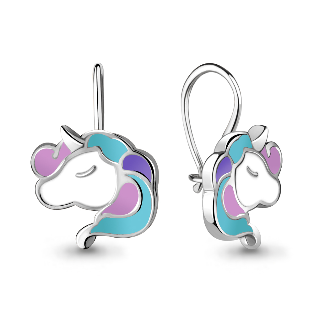 33699 Серьги из Серебра с эмалью из коллекции "Happy"